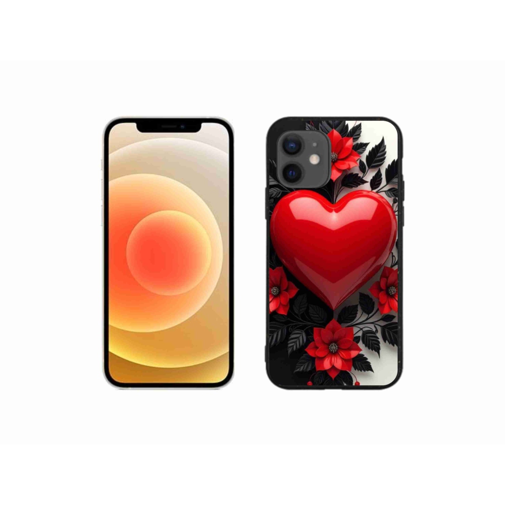 Gelový kryt mmCase na iPhone 12 Mini - červené srdce