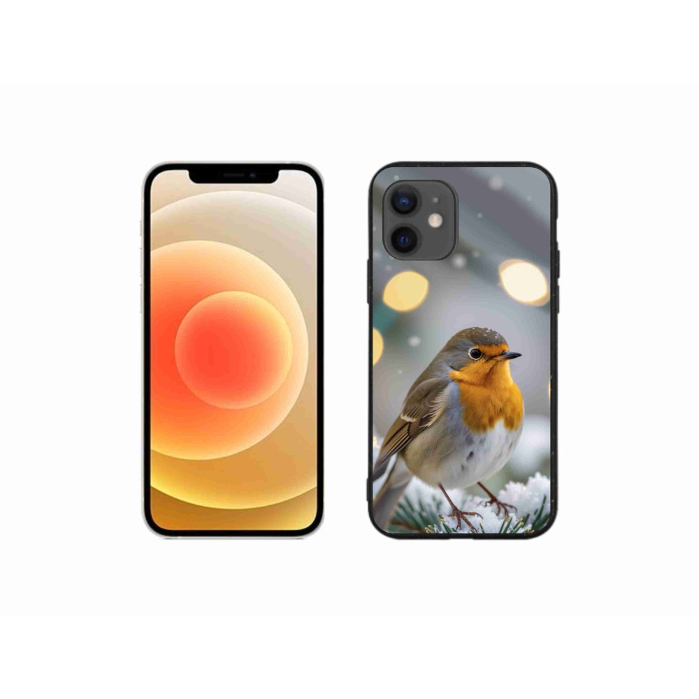 Gelový kryt mmCase na iPhone 12 Mini - červenka v zimě
