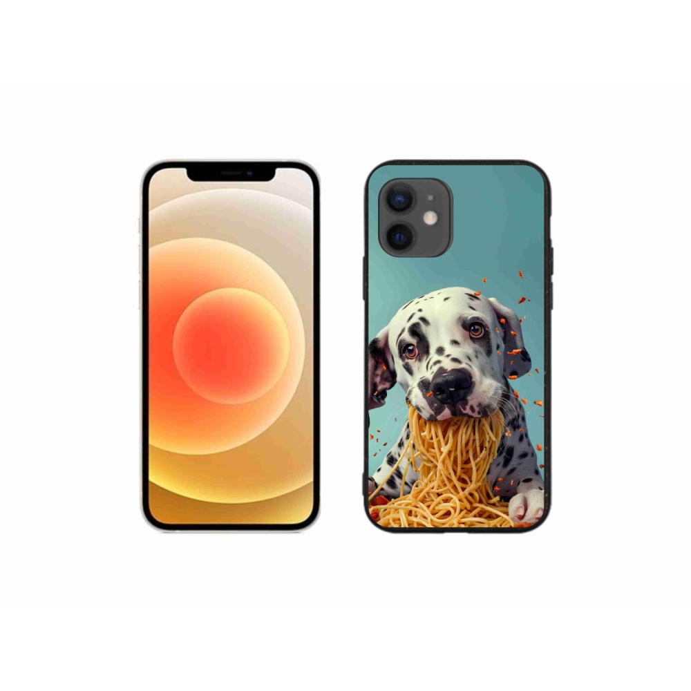 Gelový kryt mmCase na iPhone 12 Mini - dalmatin a špagety