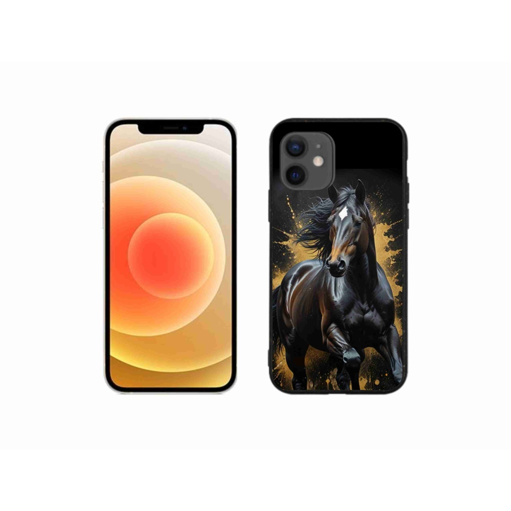 Gelový kryt mmCase na iPhone 12 Mini - elegantní černý hřebec