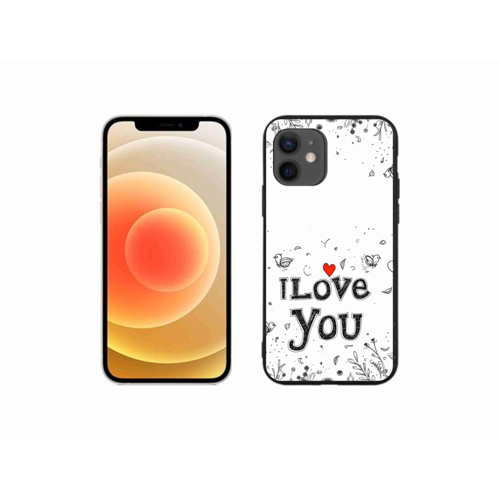 Gelový kryt mmCase na iPhone 12 Mini - I love you bílé pozadí