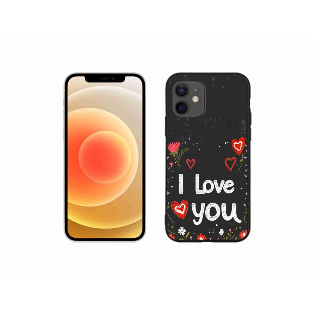 Gelový kryt mmCase na iPhone 12 Mini - I love you černé pozadí