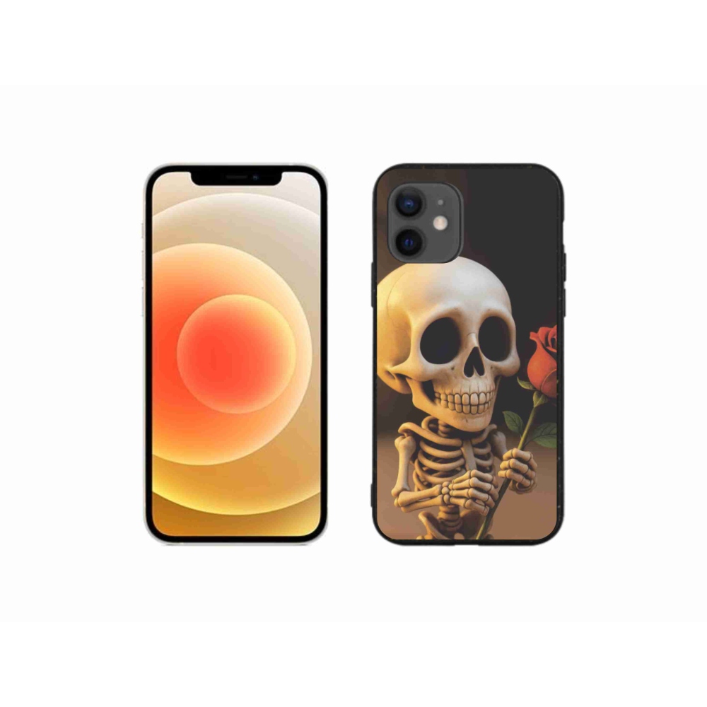 Gelový kryt mmCase na iPhone 12 Mini - kostlivec s růží