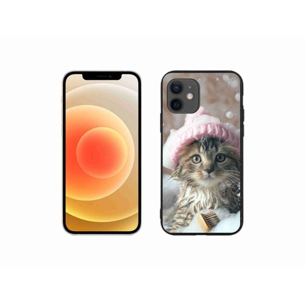 Gelový kryt mmCase na iPhone 12 Mini - kotě a koupel