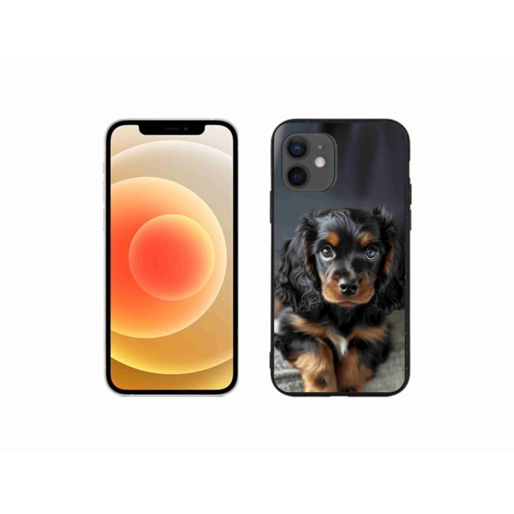 Gelový kryt mmCase na iPhone 12 Mini - roztomilý dlouhosrstý jezevčík