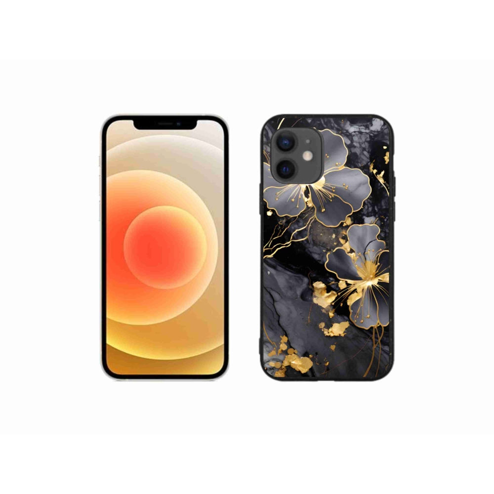 Gelový kryt mmCase na iPhone 12 Mini - zlaté květy
