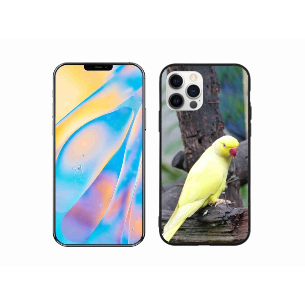 Gelový kryt mmCase na iPhone 12 - papoušek alexandr žlutý