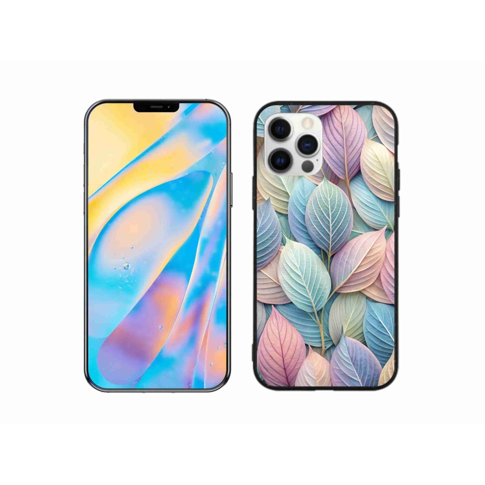 Gelový kryt mmCase na iPhone 12 - pastelové listy
