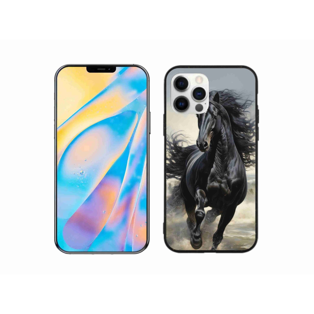 Gelový kryt mmCase na iPhone 12 Pro - běžící černý kůň