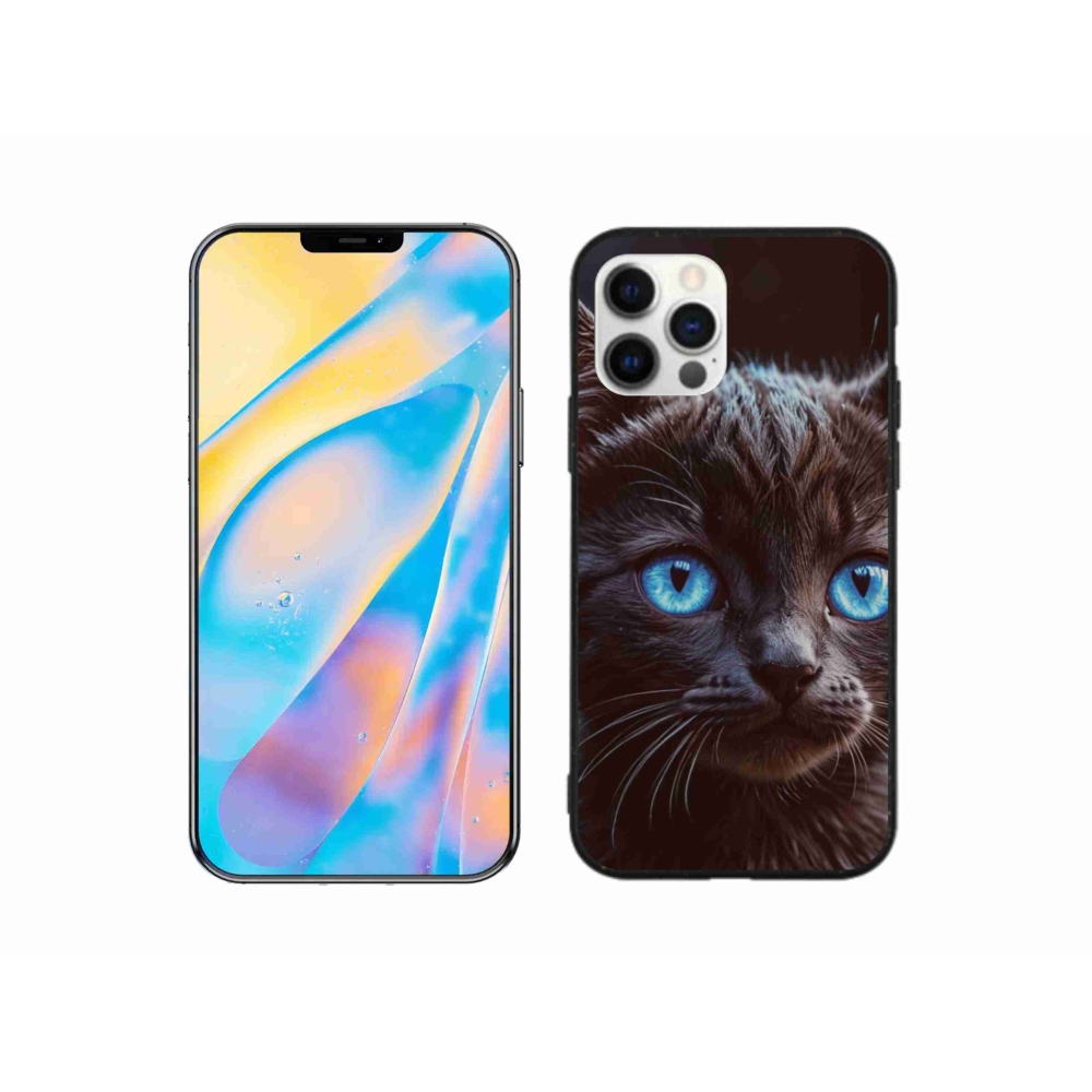 Gelový kryt mmCase na iPhone 12 Pro - černé kotě 2