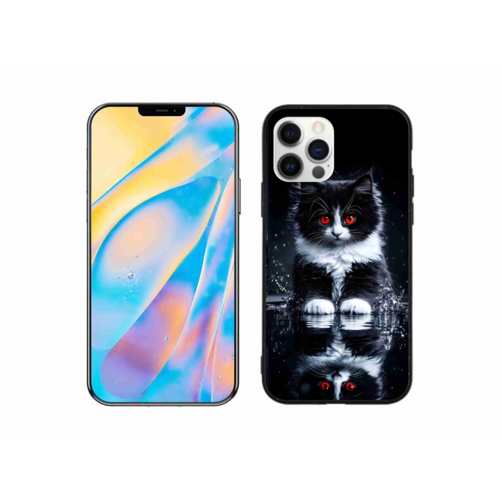 Gelový kryt mmCase na iPhone 12 Pro - černobílé kotě