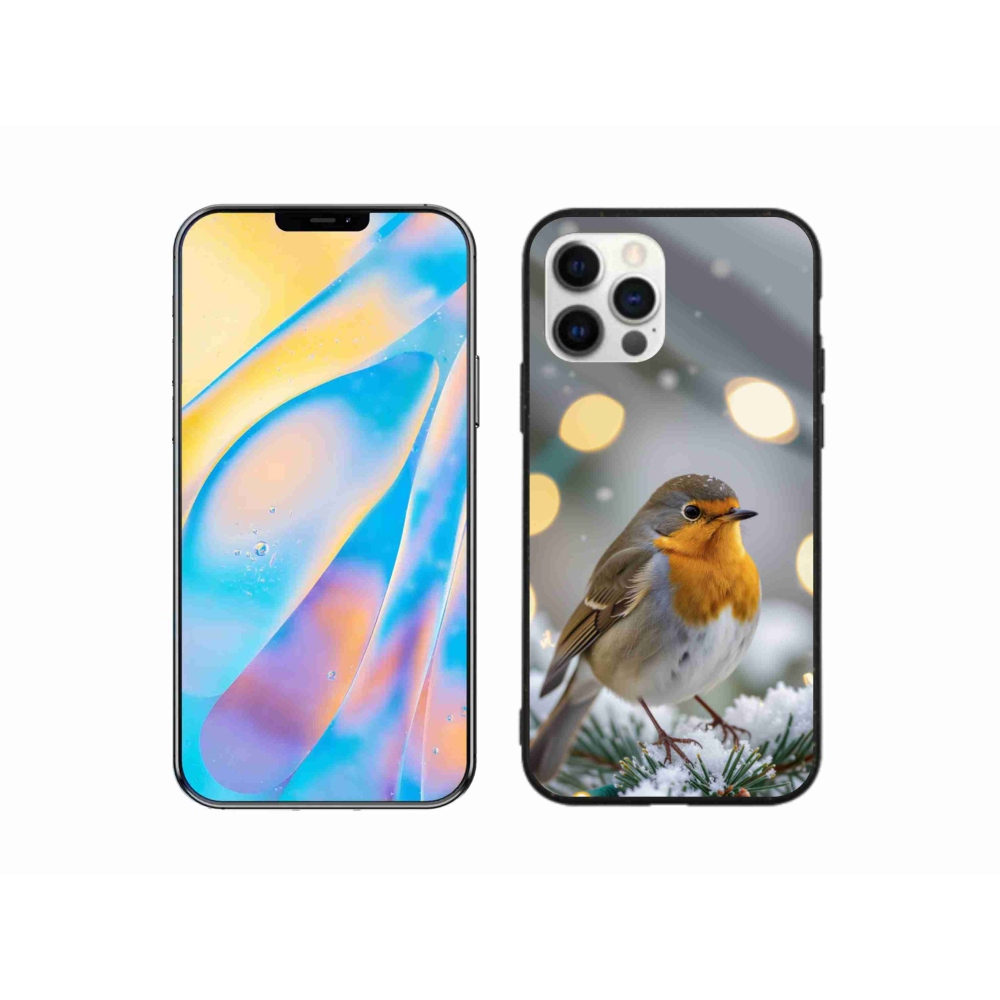 Gelový kryt mmCase na iPhone 12 Pro - červenka v zimě