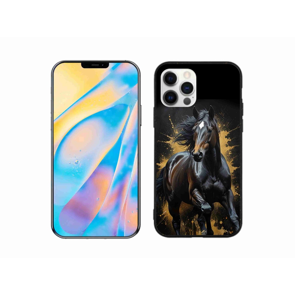 Gelový kryt mmCase na iPhone 12 Pro - elegantní černý hřebec