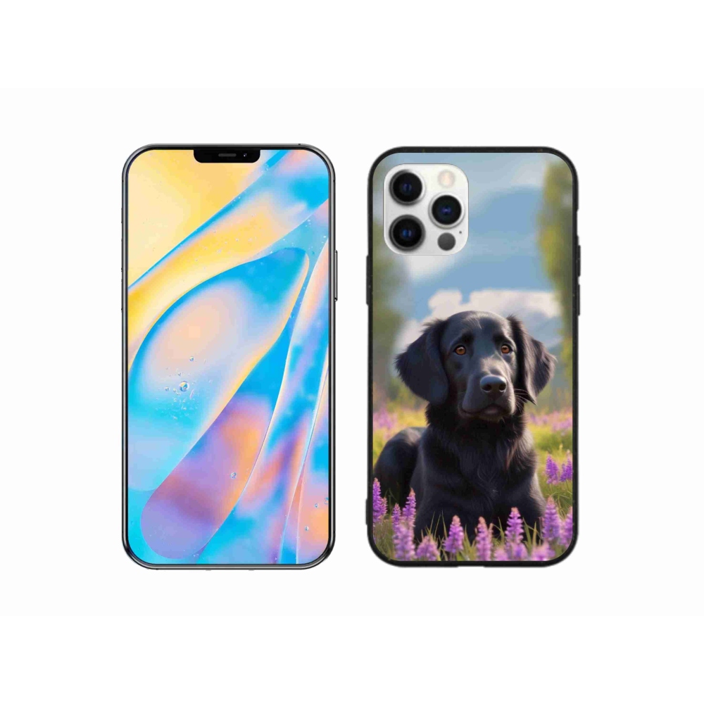 Gelový kryt mmCase na iPhone 12 Pro - elegantní černý retrívr