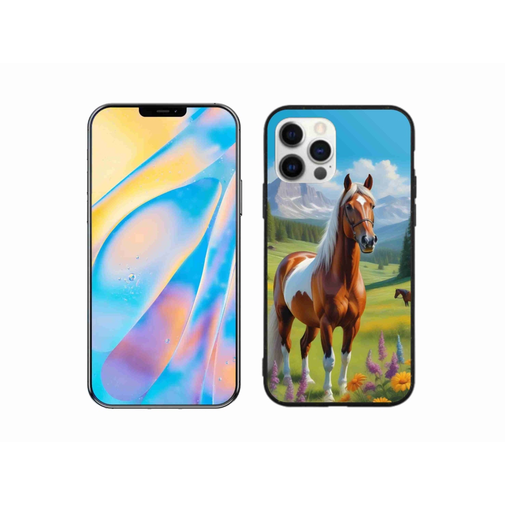 Gelový kryt mmCase na iPhone 12 Pro - kůň na louce