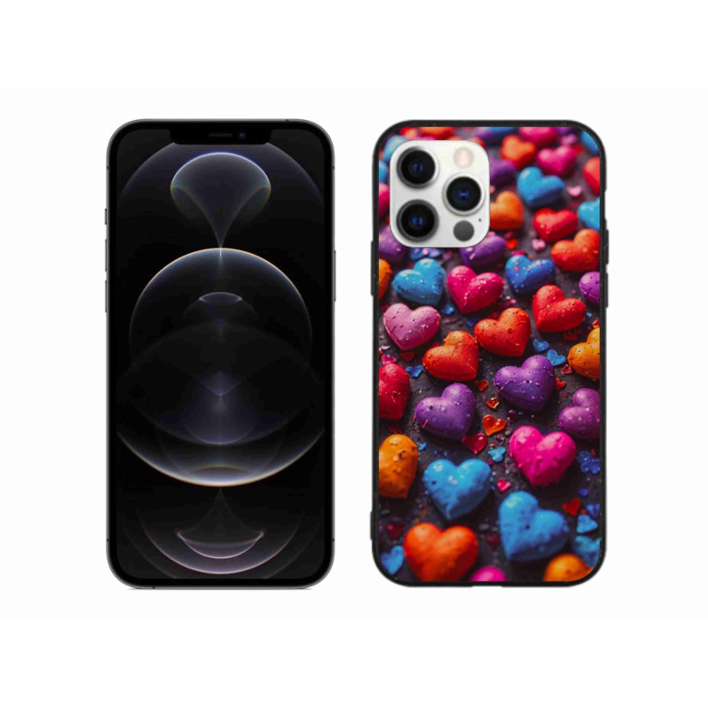Gelový kryt mmCase na iPhone 12 Pro Max - barevná srdce