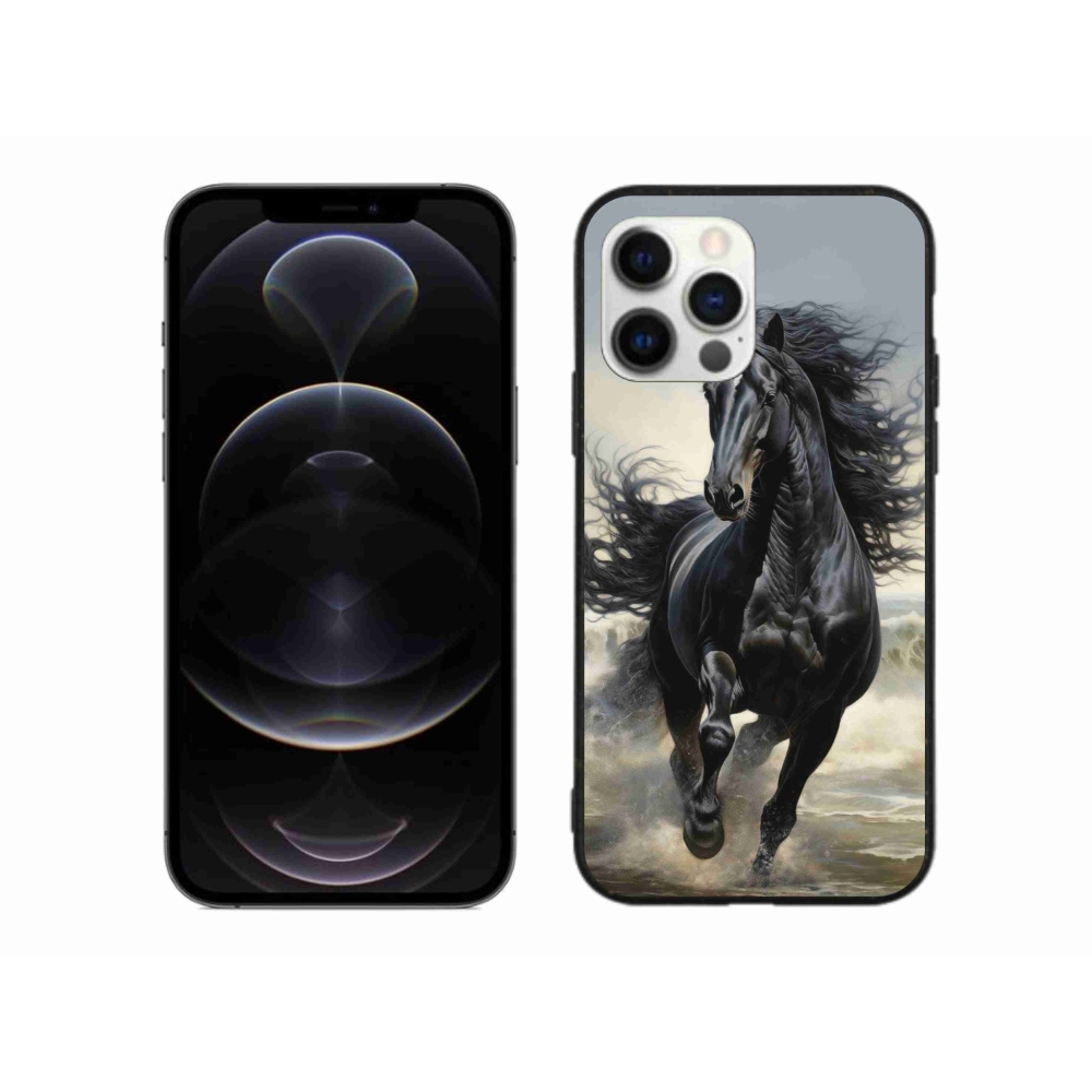 Gelový kryt mmCase na iPhone 12 Pro Max - běžící černý kůň