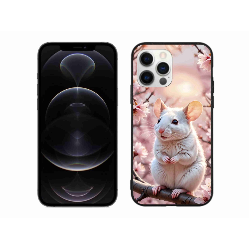 Gelový kryt mmCase na iPhone 12 Pro Max - bílá myš na větvi