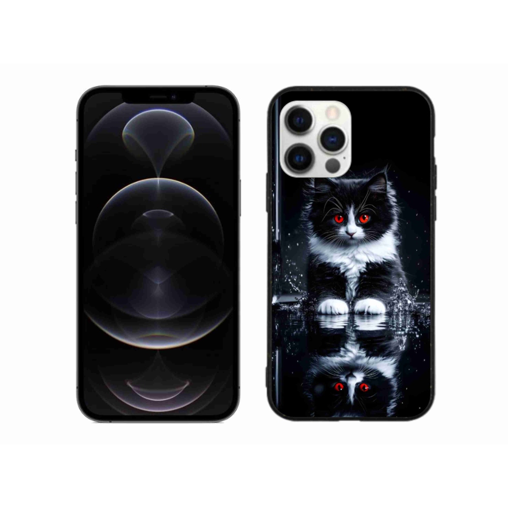 Gelový kryt mmCase na iPhone 12 Pro Max - černobílé kotě