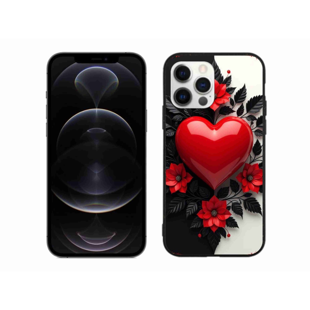 Gelový kryt mmCase na iPhone 12 Pro Max - červené srdce