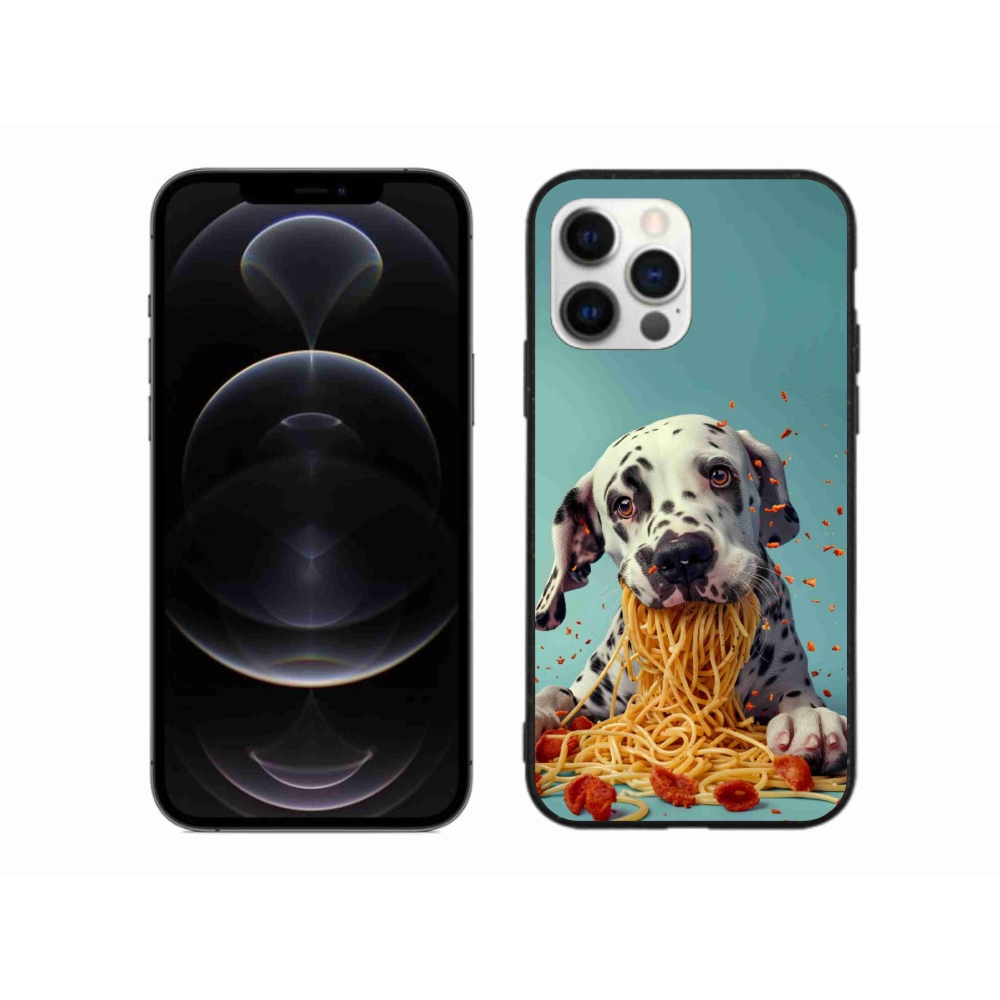 Gelový kryt mmCase na iPhone 12 Pro Max - dalmatin a špagety