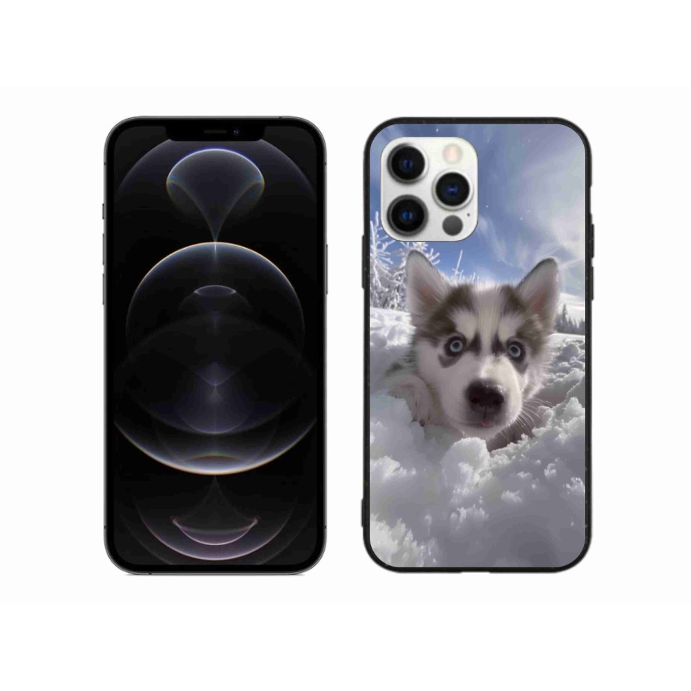 Gelový kryt mmCase na iPhone 12 Pro Max - husky ve sněhu
