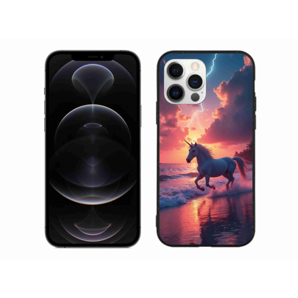Gelový kryt mmCase na iPhone 12 Pro Max - jednorožec na pláži