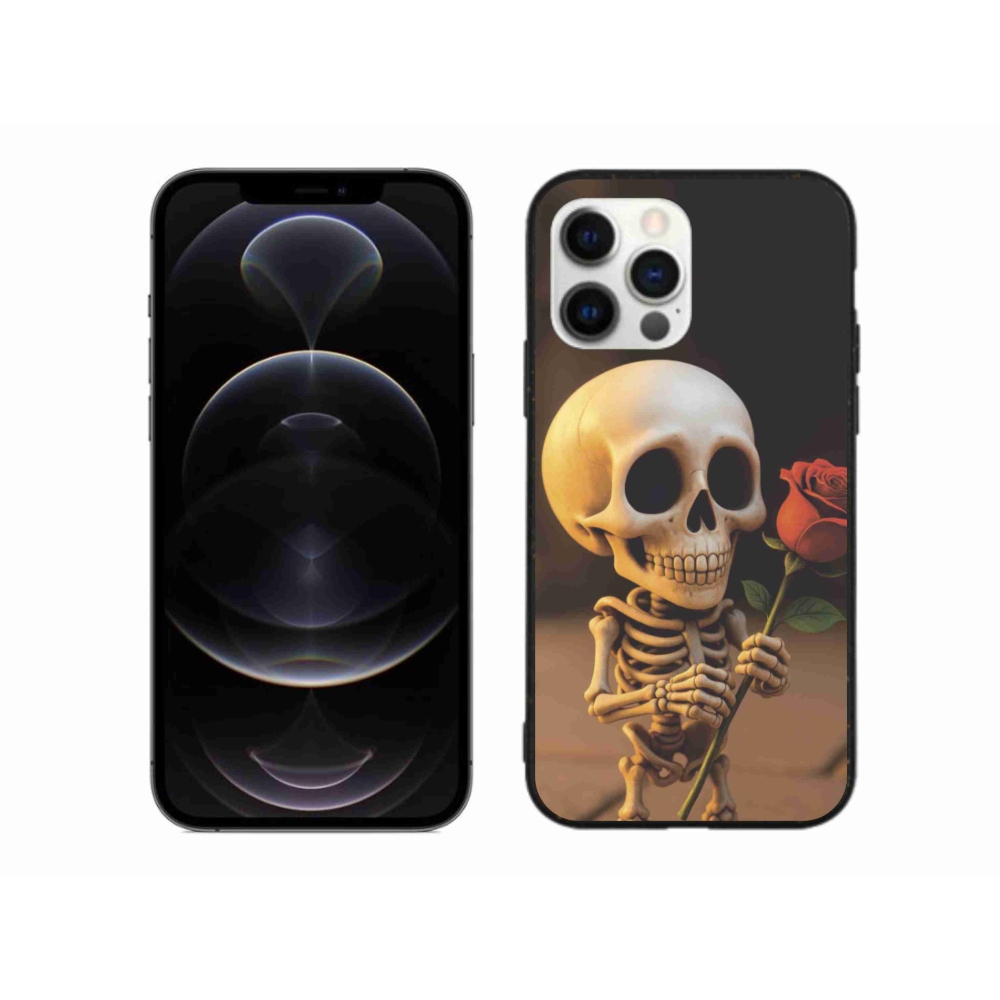 Gelový kryt mmCase na iPhone 12 Pro Max - kostlivec s růží
