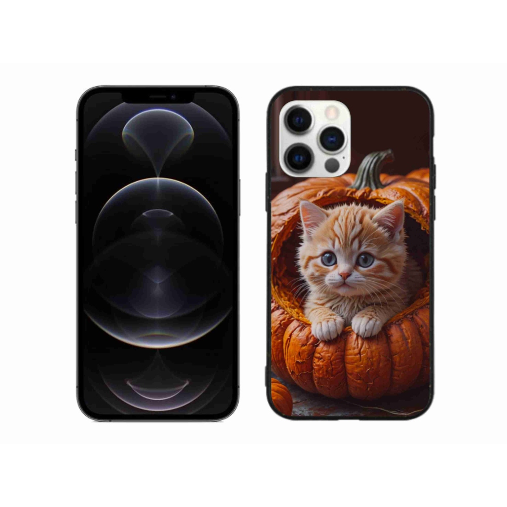 Gelový kryt mmCase na iPhone 12 Pro Max - kotě a dýně 2