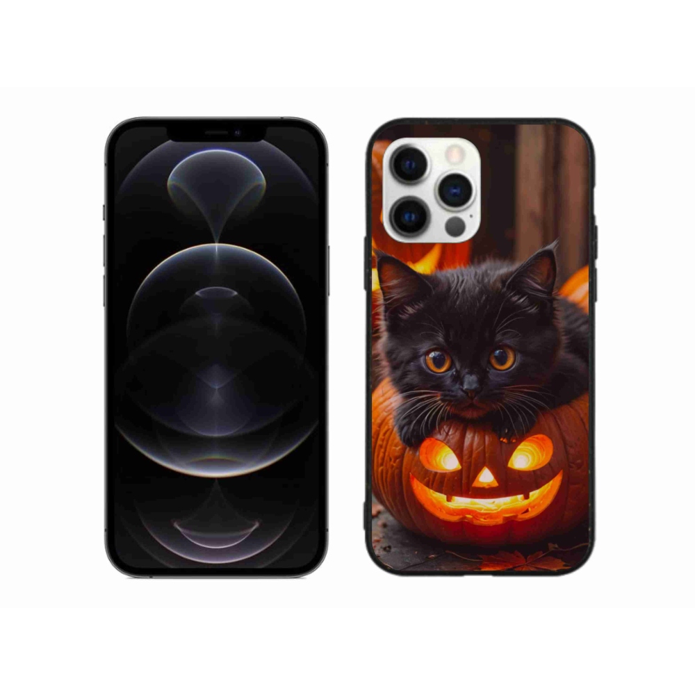 Gelový kryt mmCase na iPhone 12 Pro Max - kotě a dýně