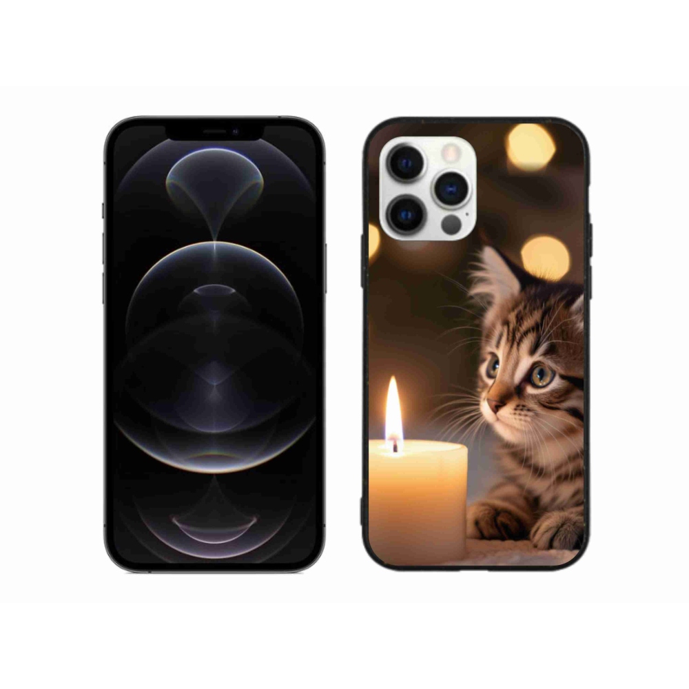 Gelový kryt mmCase na iPhone 12 Pro Max - kotě a svíčka