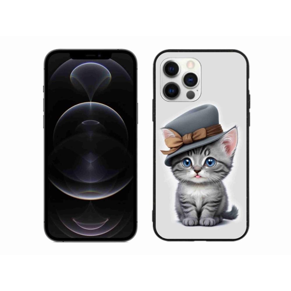 Gelový kryt mmCase na iPhone 12 Pro Max - kotě s kloboukem