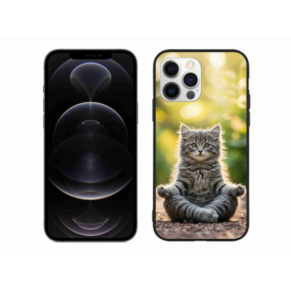 Gelový kryt mmCase na iPhone 12 Pro Max - meditující kotě
