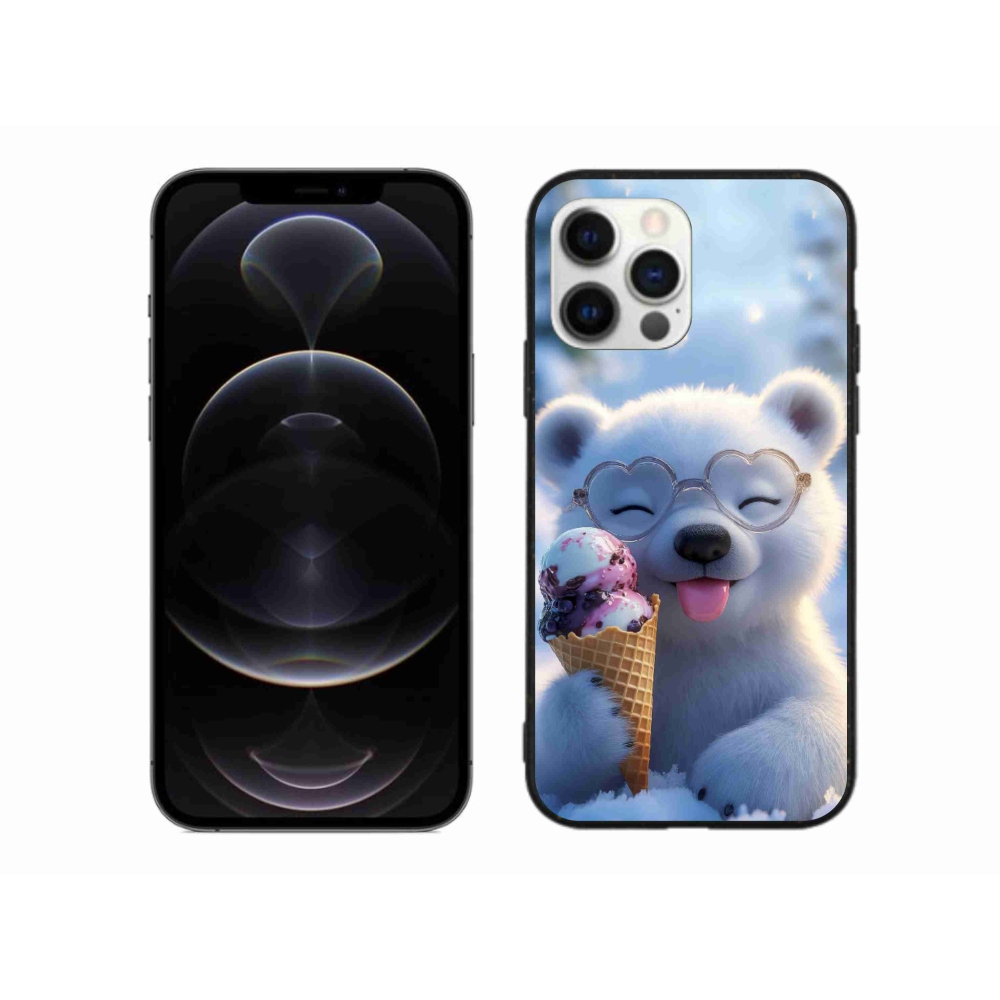 Gelový kryt mmCase na iPhone 12 Pro Max - medvídek se zmrzlinou
