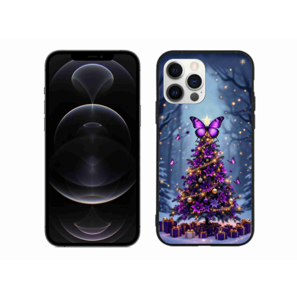 Gelový kryt mmCase na iPhone 12 Pro Max - motýlí vánoční stromek
