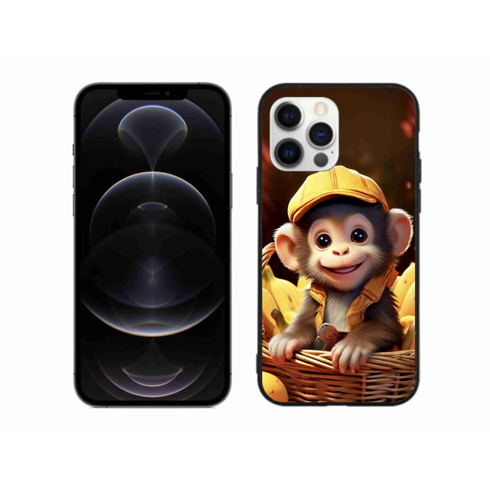 Gelový kryt mmCase na iPhone 12 Pro Max - opice v košíku