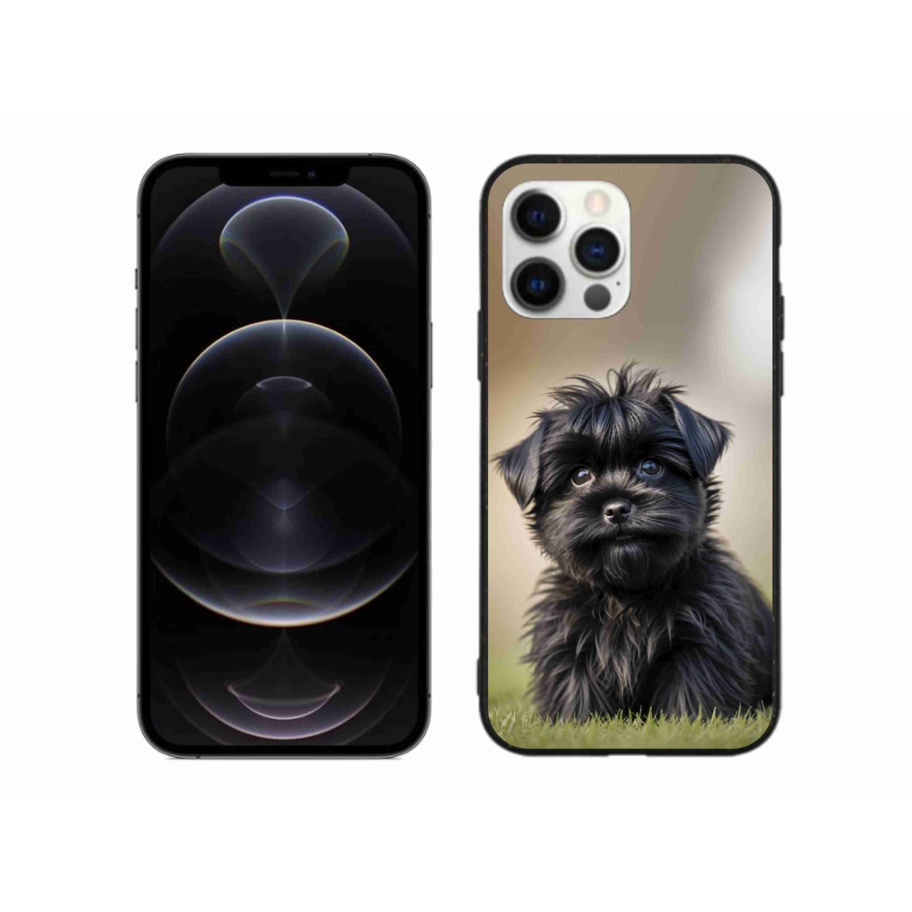Gelový kryt mmCase na iPhone 12 Pro Max - roztomilý černý pejsek