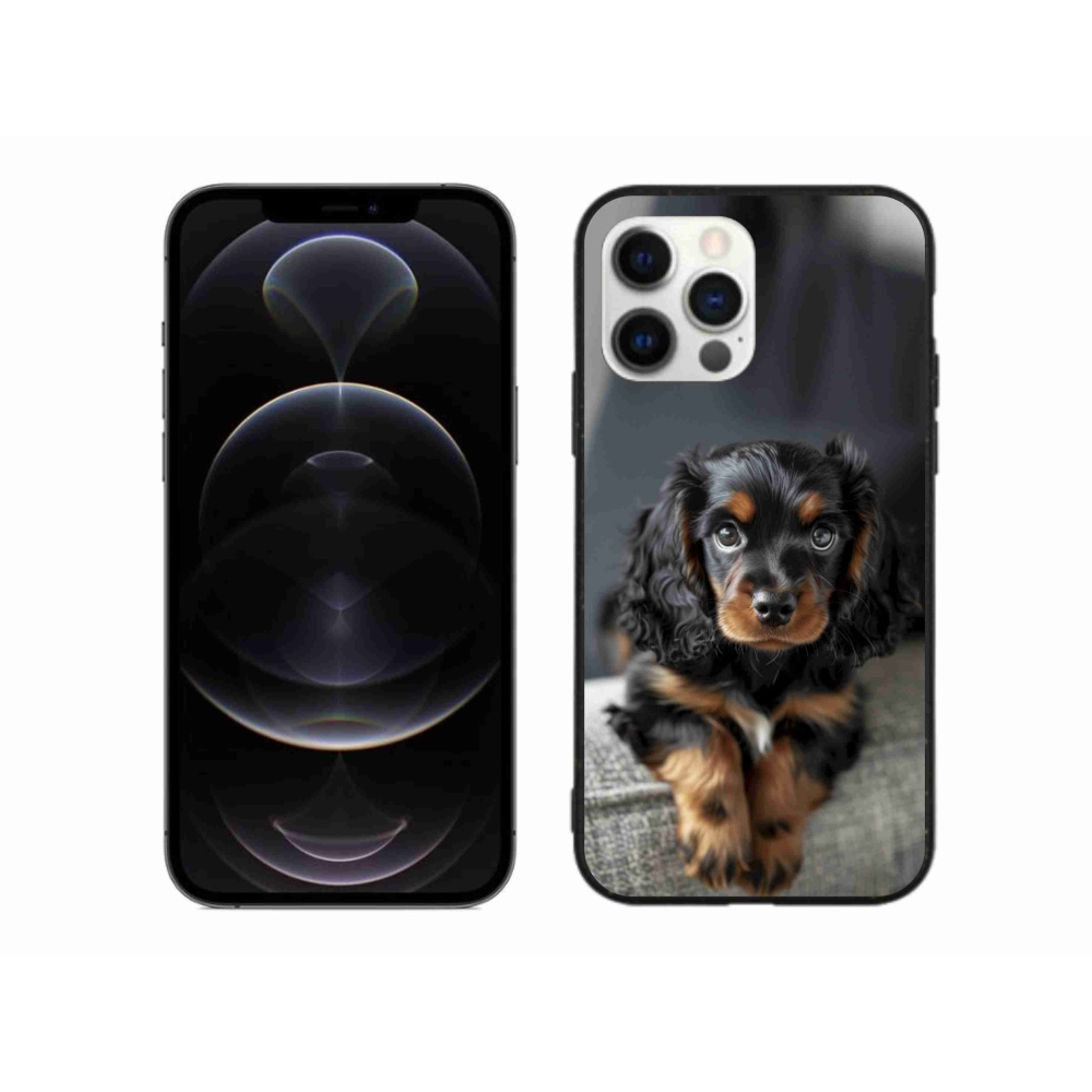 Gelový kryt mmCase na iPhone 12 Pro Max - roztomilý dlouhosrstý jezevčík
