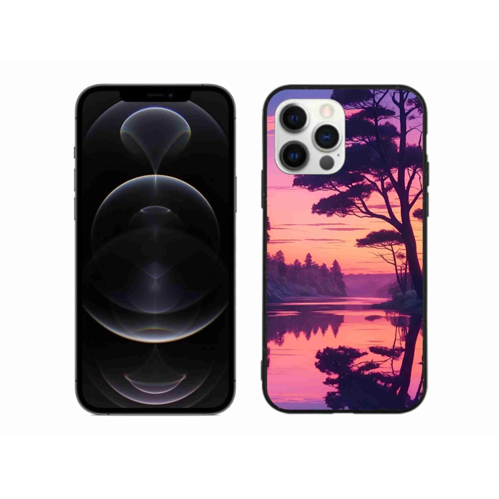 Gelový kryt mmCase na iPhone 12 Pro Max - západ slunce nad jezerem
