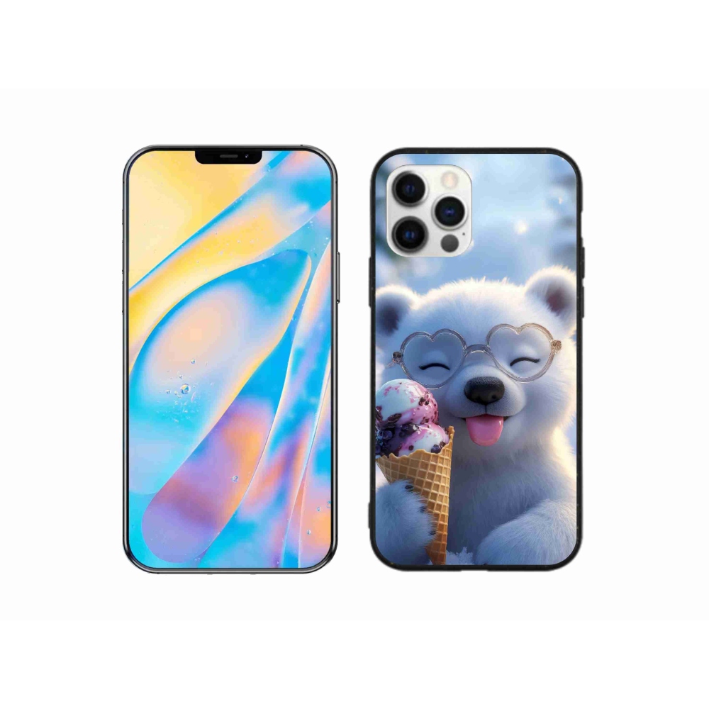 Gelový kryt mmCase na iPhone 12 Pro - medvídek se zmrzlinou