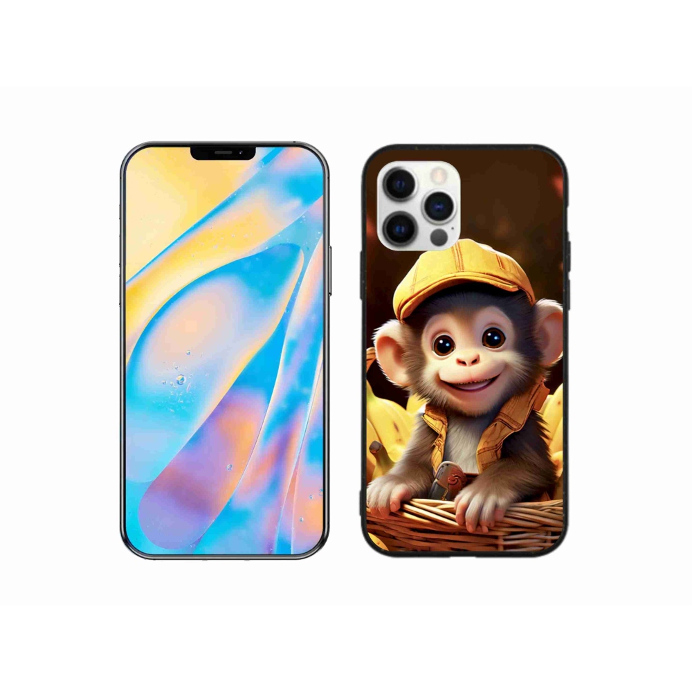Gelový kryt mmCase na iPhone 12 Pro - opice v košíku