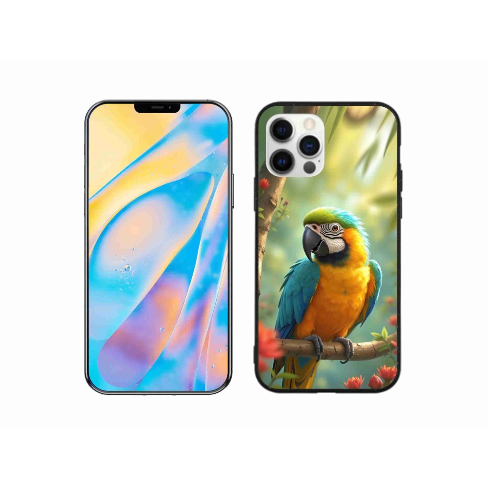 Gelový kryt mmCase na iPhone 12 Pro - papoušek ara modrožlutá
