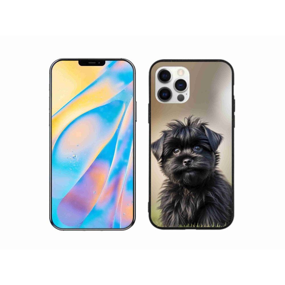 Gelový kryt mmCase na iPhone 12 Pro - roztomilý černý pejsek