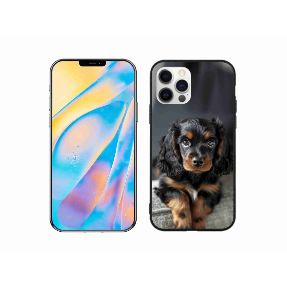 Gelový kryt mmCase na iPhone 12 Pro - roztomilý dlouhosrstý jezevčík