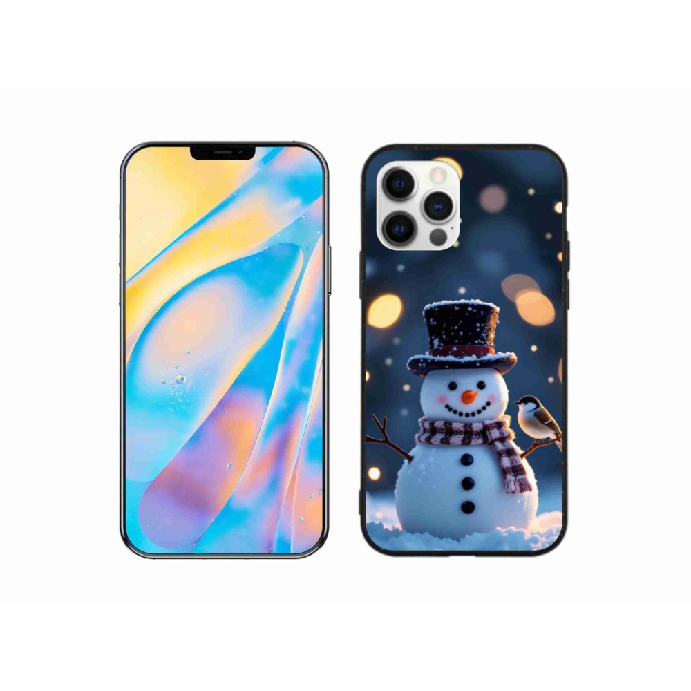 Gelový kryt mmCase na iPhone 12 Pro - vánoční sněhulák