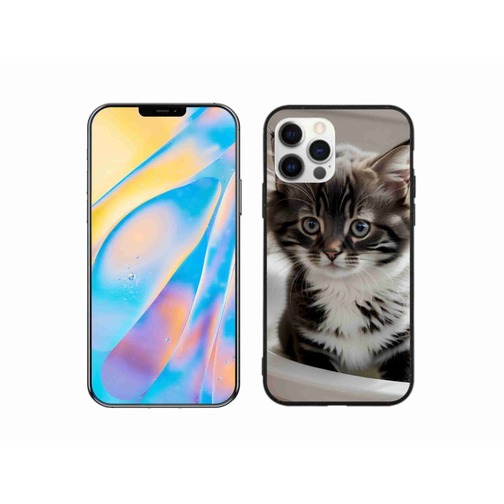 Gelový kryt mmCase na iPhone 12 Pro - zvědavé kotě