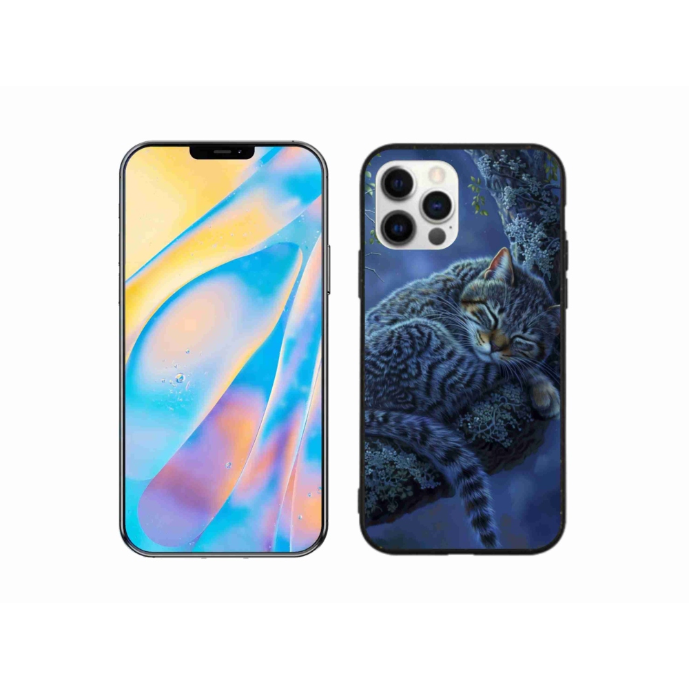 Gelový kryt mmCase na iPhone 12 - spící kočka