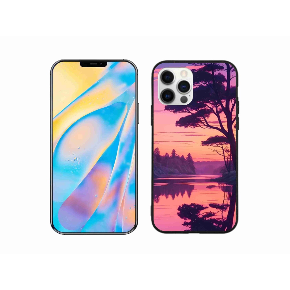 Gelový kryt mmCase na iPhone 12 - západ slunce nad jezerem