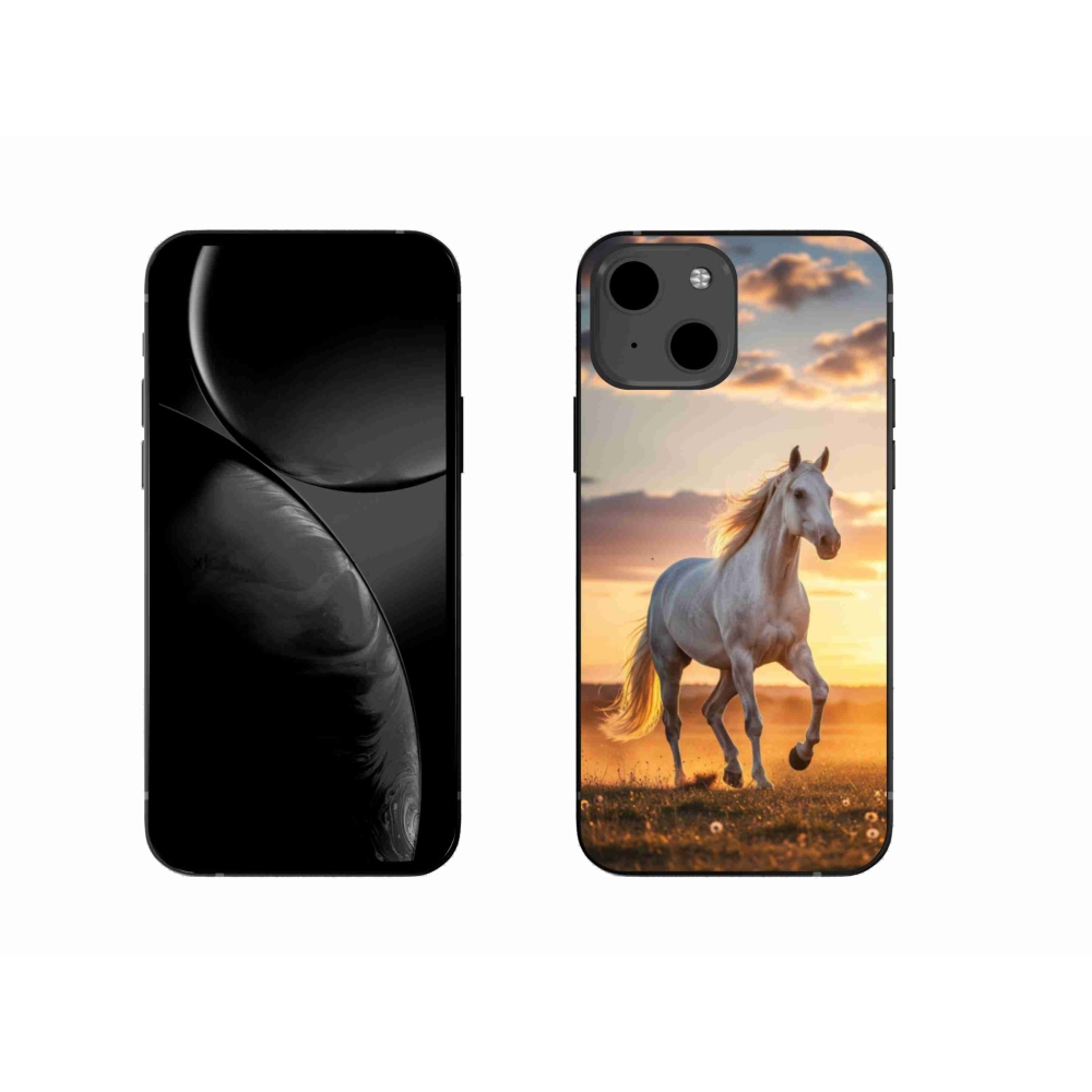 Gelový kryt mmCase na iPhone 13 - běžící bílý kůň 2