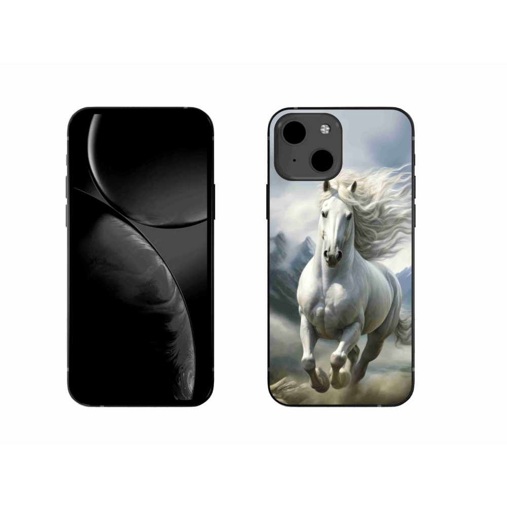 Gelový kryt mmCase na iPhone 13 - běžící bílý kůň 3